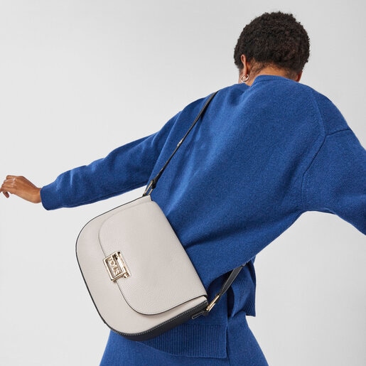 Medium beige and black leather TOUS Legacy Crossbody bag