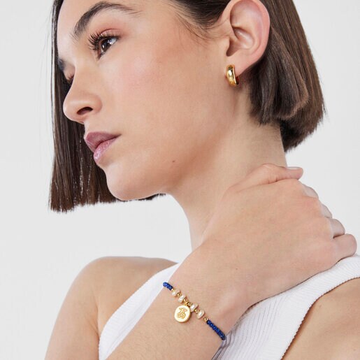 Silver vermeil Oceaan cameo Bracelet with lapis lazuli and pearls