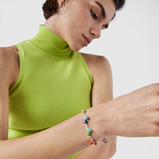 צמיד TOUS Icon Glass מכסף ומזכוכית מוראנו צבעונית