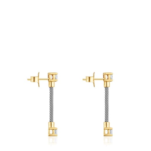 Long, steel, 14kt gold and lab-grown diamonds Earrings TOUS Mesh LGD