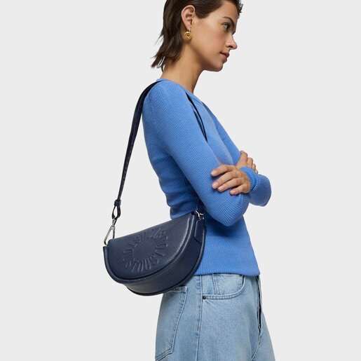 Sac à bandoulière en cuir bleu marine moyen TOUS Miranda