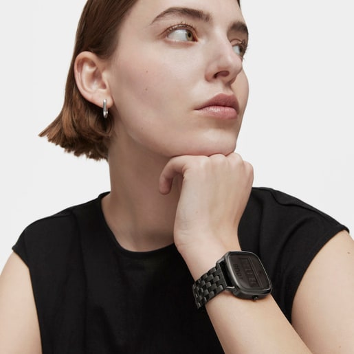 Ψηφιακό ρολόι D-Logo με λουράκι από ατσάλι με επιμετάλλωση σε μαύρο χρώμα