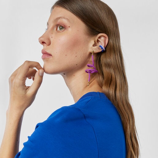 Pink bear spiral and silver vermeil TOUS Beach Caucho 1/2 Earring