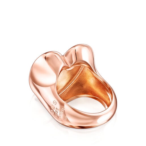 خاتم Sweet Dolls حجم كبير جدًا على شكل قلب من فيرميل الفضة الوردية