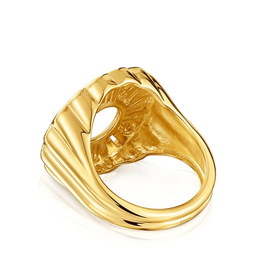 Signet ring with 18kt gold plating over silver Miranda