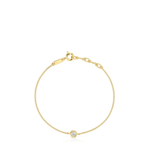 Pulsera cadena con baño de oro 18 kt sobre plata y diamante creado en laboratorio Line LGD