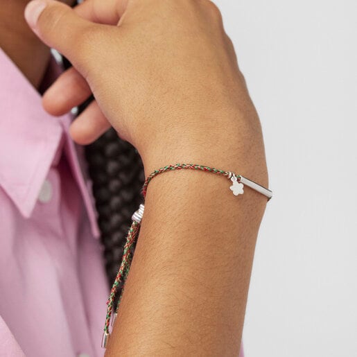 سوار زهرة TOUS Good Vibes الفضي مع حبل أحمر