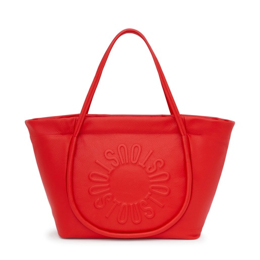Μεγάλη τσάντα-καλάθι TOUS Miranda από δέρμα σε κόκκινο χρώμα