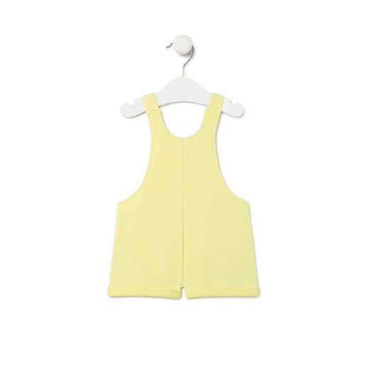 Dungarees-style baby romper in Classic yellow