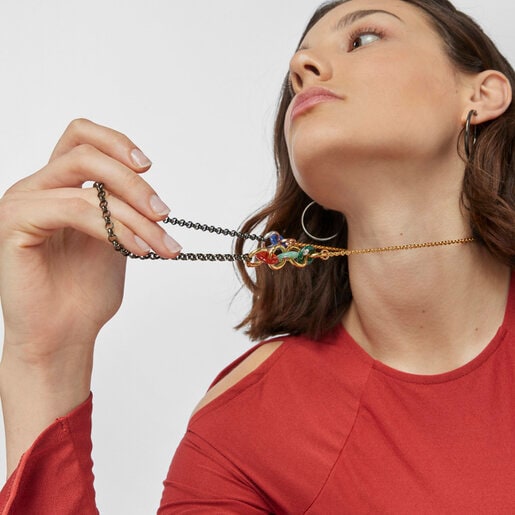 Колье  Hold Gems из вермеля, темного серебра и серебра с драгоценными камнями