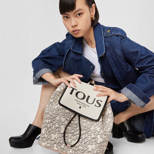 Beige TOUS Kaos Mini Evolution Flap Backpack