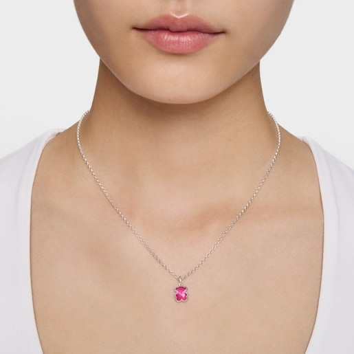 Collar corto de plata y rubí creado en laboratorio Icon Color LGG