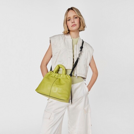 Medium lime green leather One-shoulder bag TOUS Cloud | TOUS