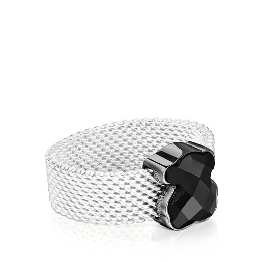 Mesh Color Ring with Onyx TOUS