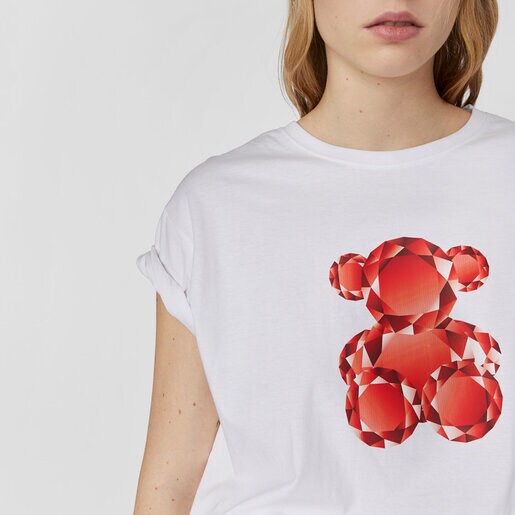 White and red T-shirt Bear Gemstones