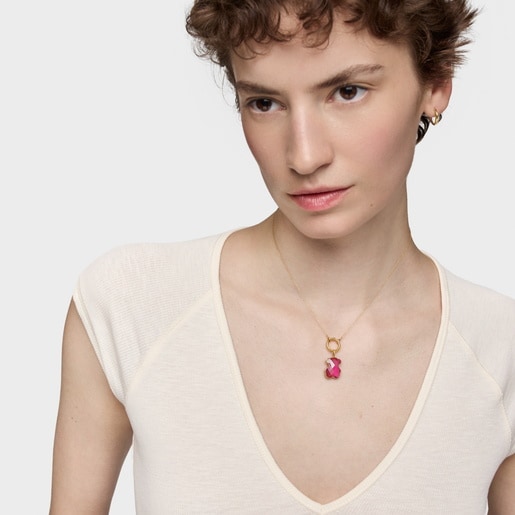 Colgante oso de oro y rubí creado en laboratorio Icon Color LGG