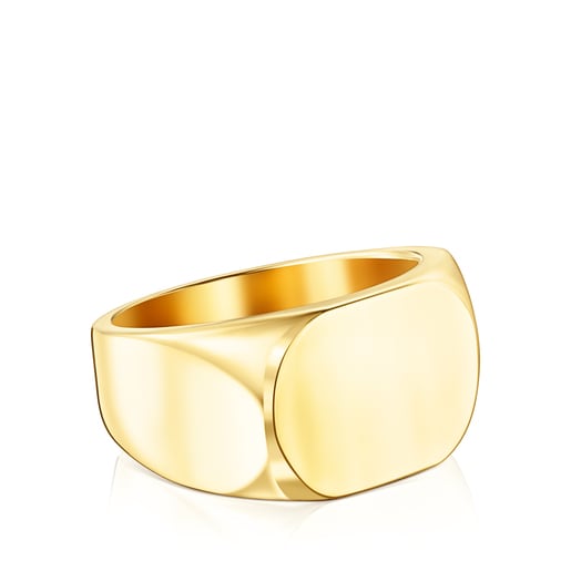 Timbro ovale con placcatura in oro 18 kt su argento TOUS Basics