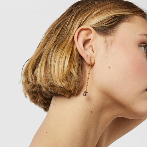 Aretes plata con baño de oro 18 kt sobre plata y gemas y esmalte TOUS Vibrant Colors