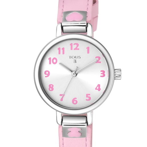 Steel Dream Watch with pink leather strap