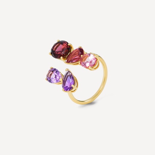 Anel aberto em ouro com turmalina e ametista TOUS ATELIER