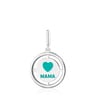 Silver TOUS Crossword Mama Mama pendant with blue enamel