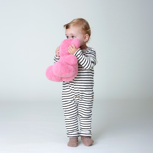 Striped baby playsuit in Black Ecru