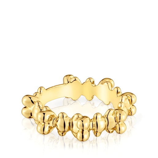 18ktゴールドコーティング・シルバーにベアモチーフを添えたミディアムサイズ・リング Bold Bear