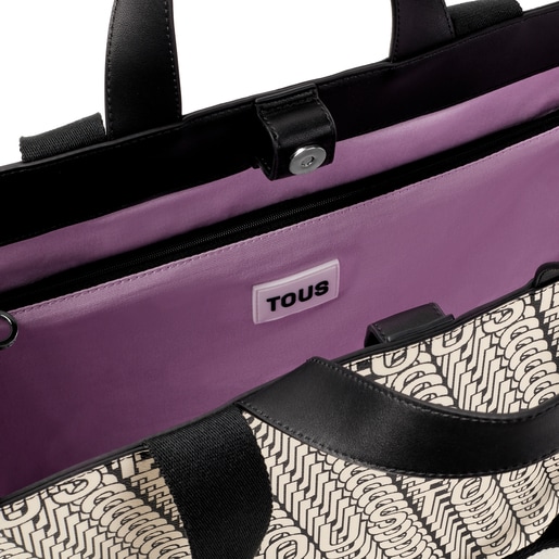 ベージュ＆ブラックのラージ・ショッピングバッグ TOUS Vera Amaya