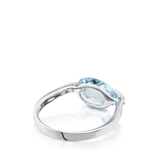 White Gold TOUS Color Kings Ring with diamonds and topaz