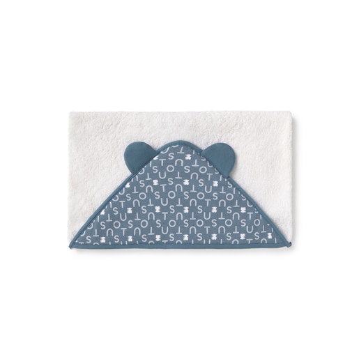 Baby bath cape in Soft navy blue