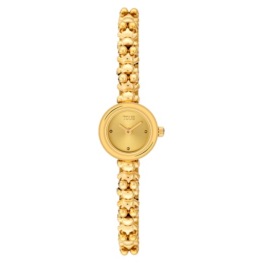 Reloj analógico con brazalete de acero dorado Bold Bear Round