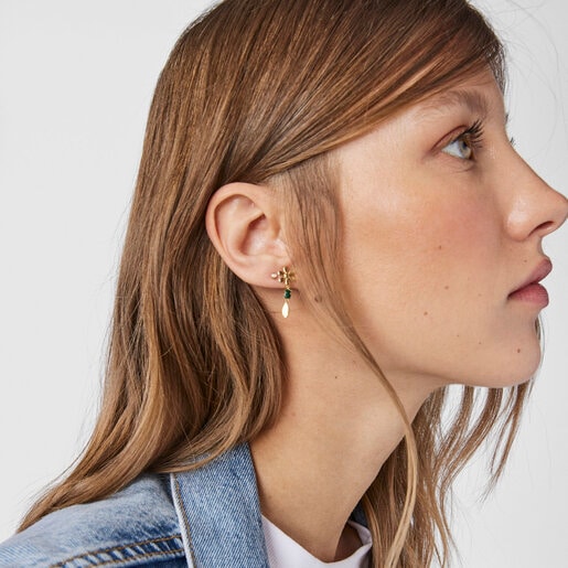 Короткие серьги Fragile Nature из вермеля с малахитом