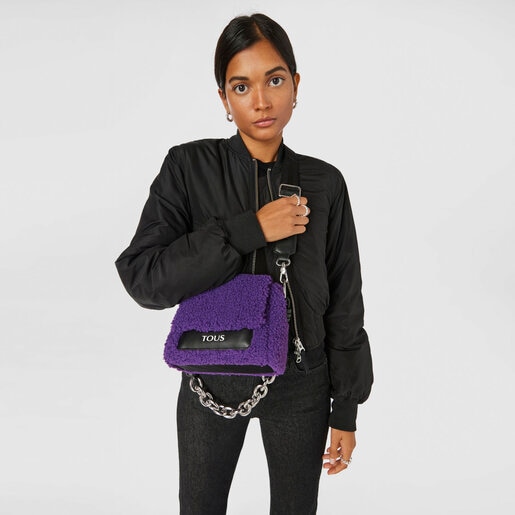 תיק צד TOUS Empire Fur קטן בצבע לילך
