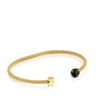 Gold-colored steel Bangle with onyx Icon Mesh