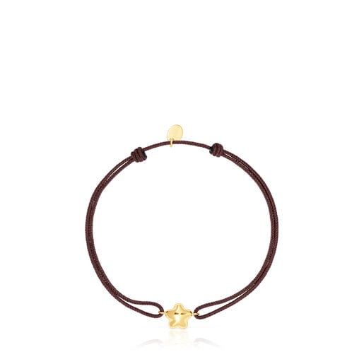 Bracelet fleur en or et cordon marron TOUS Balloon