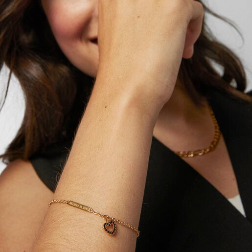 Pulsera corazón espinelas plata con baño de oro 18 kt sobre plata