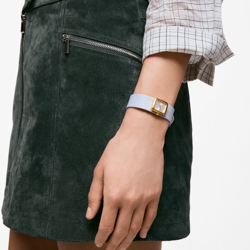 Analog Watch with blue leather and gold-colored steel bracelet TOUS KARAT EMERALD MINI