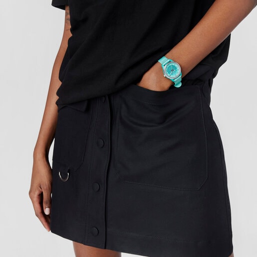 ミントグリーンのアナログ式腕時計 Vibrant Sun