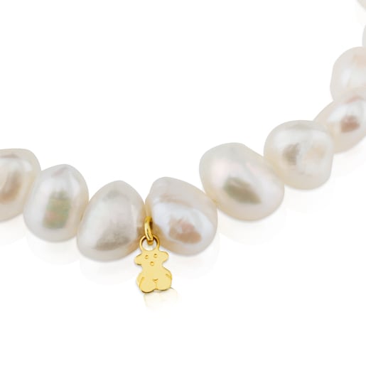 Gold Sweet Dolls Bracelet with baroque pearls and Bear motif