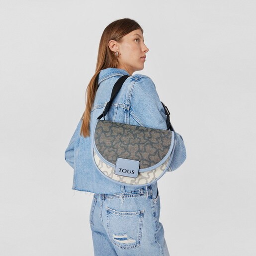 Medium beige and blue Amaya Kaos Icon Crossbody bag