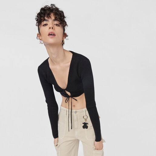 Black Oso Script Key ring