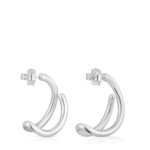 Brincos argola Bent em prata