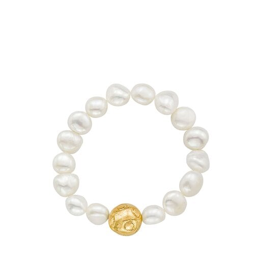 Gold Moon Bracelet with Pearl
