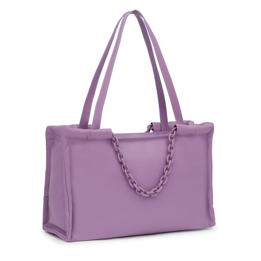 Large lilac-colored leather Shopping bag TOUS MANIFESTO