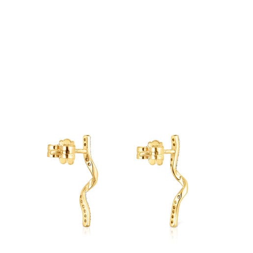 Gold TOUS St Tropez Spiral earrings with diamonds | TOUS