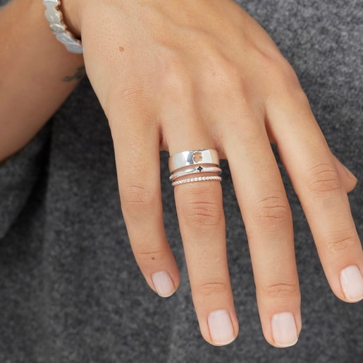 Silver and Spinel TOUS Ring Mix Rings set Bear motifs