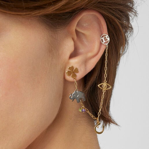 Серьги TOUS Good Vibes из вермеля, серебра и темного серебра с драгоценными камнями
