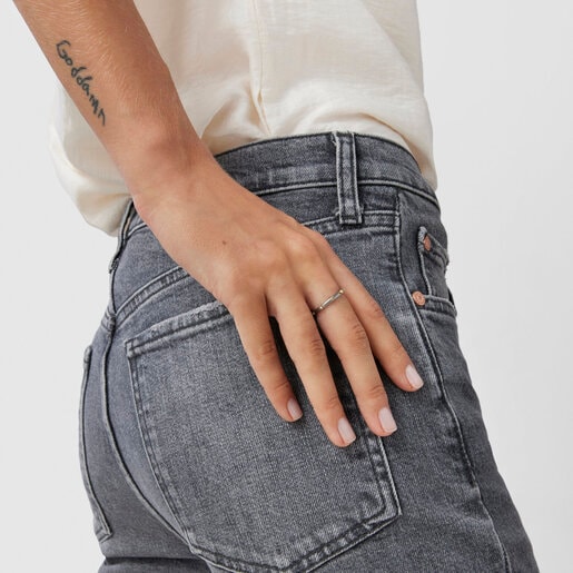 Anillo aro de plata dark silver y diamantes Magic Nature