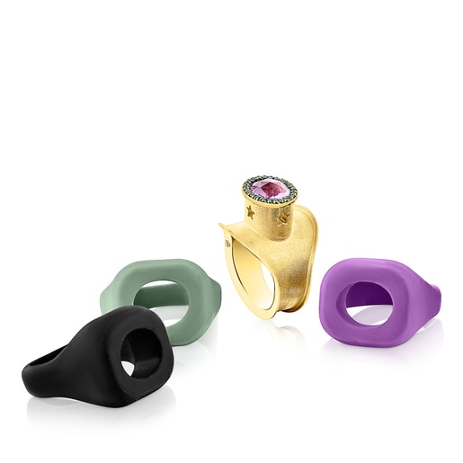 Silver vermeil Virtual Garden Signet ring set with amethyst