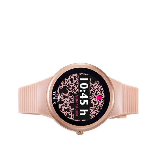 Pink IP steel Rond Connect Watch with nude-colored silicone strap